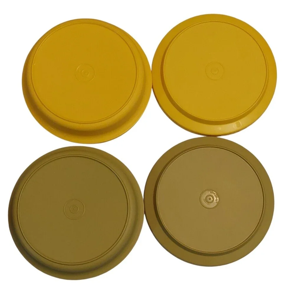 Vintage Tupperware Seal & Serve  Bowl Set Harvest Yellow Avacado Green 1206 1207